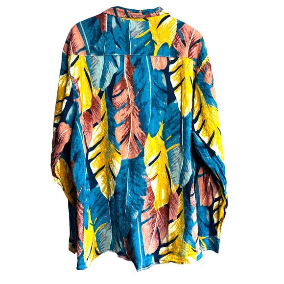 Jogal Men's Feather Design Button Down XXXL - Picture 3 of 5